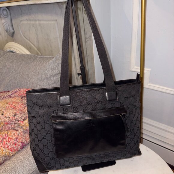 GUCCI Vintage Signature GG Canvas/Leather Tote Bag (REHAB- NEEDS SOME LOVE) - Picture 1 of 16